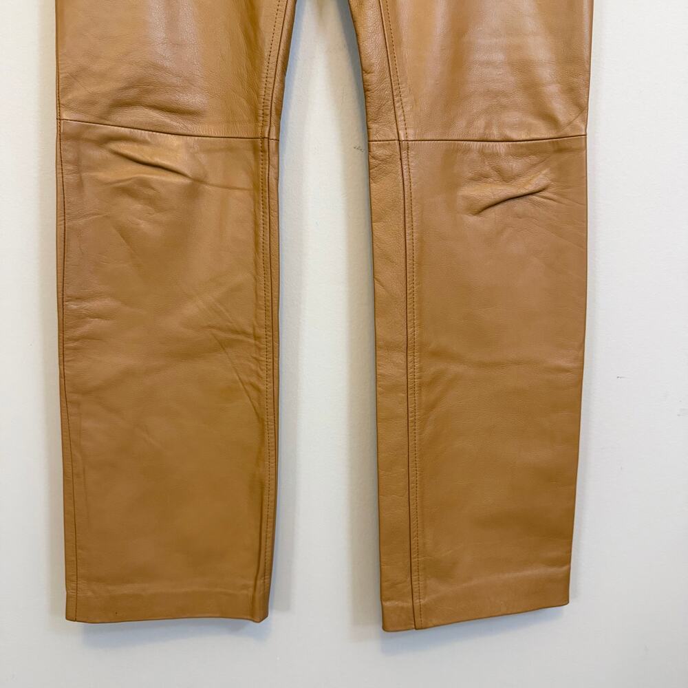 Vintage Albert Duke New York Womens Leather Pants 8 Light Brown Career Luxury - Picture 5 of 7